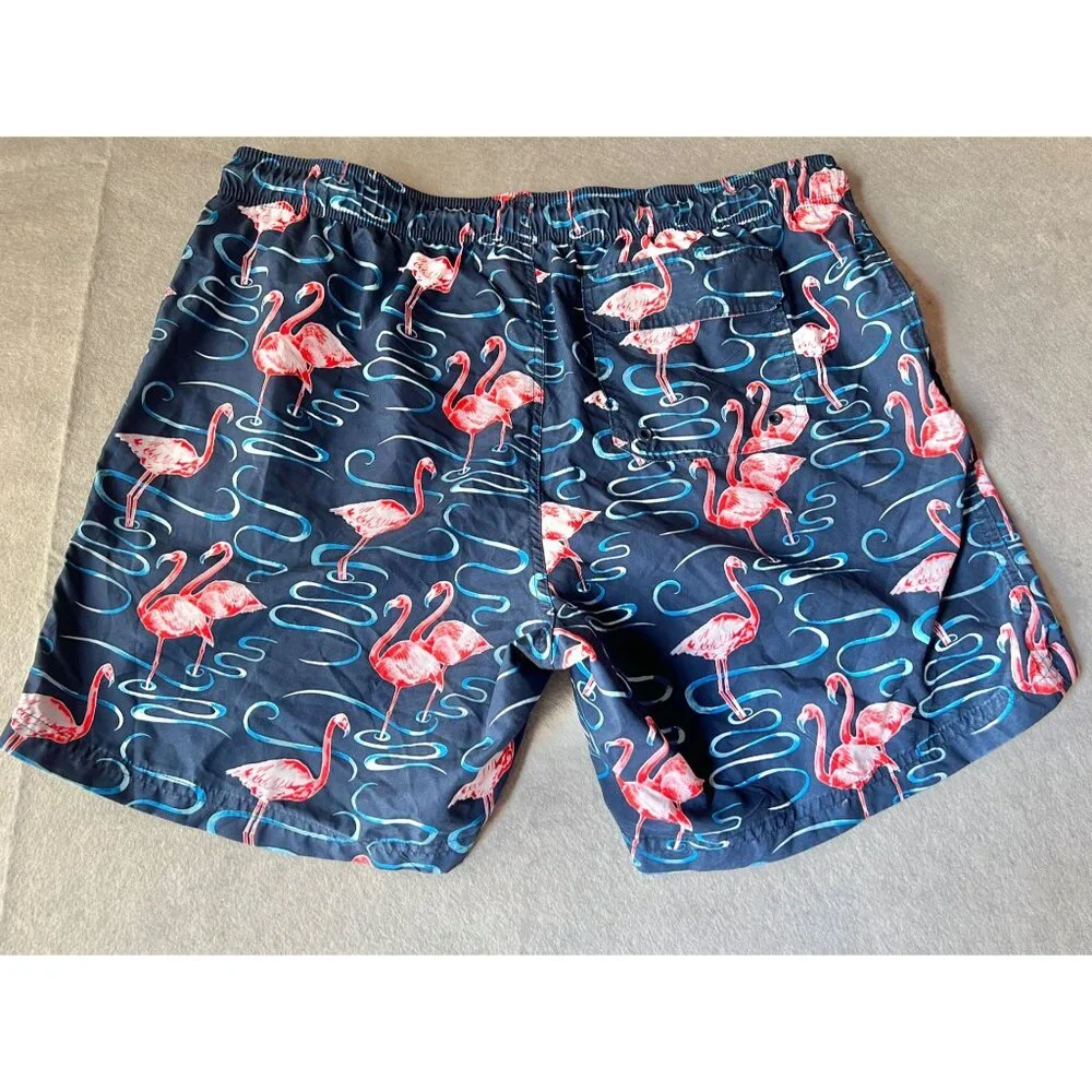George Mens Flamingo Swim Trunks 2XL 42 - 60” waist Blues Red Pink Back Pocket